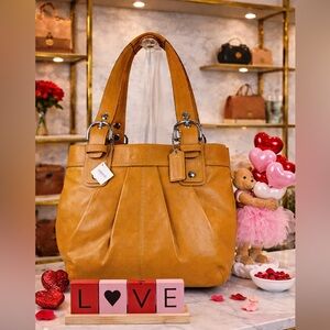 COACH Y2K SOHO YELLOW SAFFRON PLEATED SHOULDER BAG TOTE PURSE F15045 NWT